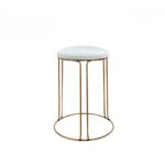 เก้าอี้โต๊ะเครื่องแป้ง เบาะทำจากหนัง ดีไซน์สุดหรู ขาทอง สีขาว