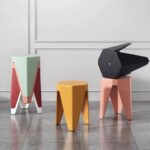 เก้าอี้พลาสติกเหลี่ยม ไร้พนักพิง หลากสี