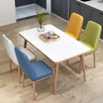 เก้าอี้โมเดิร์น เนื้อผ้าหนังPU ขาเหล็กลายไม้